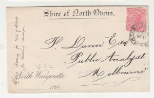 VICTORIA, WANGARATTA cds., 1911 cover, Shire of North Ovens, North Wangaratta 1d