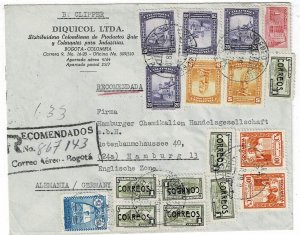 Colombia 1950 Bogota cancel on clipper airmail cover to Germany, Postal Tax