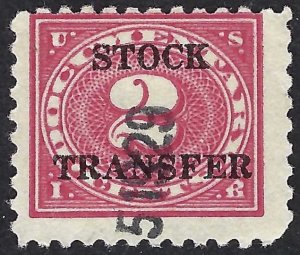 United States #RD39 2¢ Stock Transfer overprint. Carmine rose. G. Used.