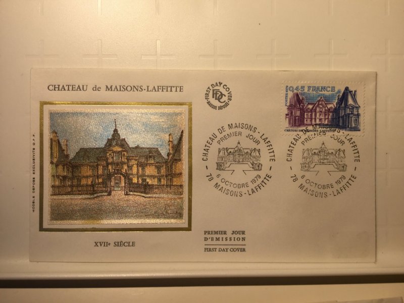 France Colorano silk FDC, 6 oct 1979, château de maisons - Laffitte