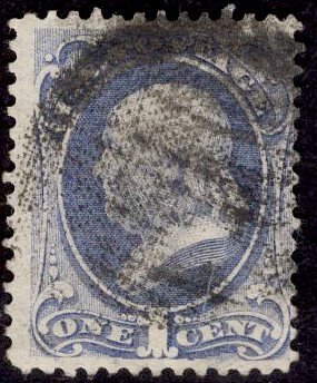 US Stamp #145 1c Ultramarine Franklin USED SCV $20