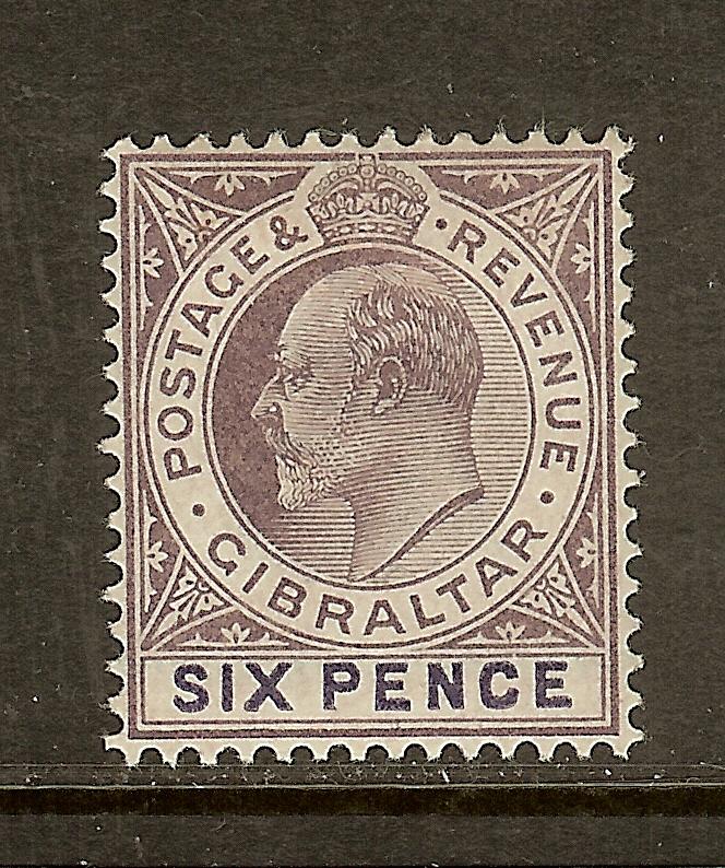 Gibraltar, Scott #43, 6p King Edward VII, Wmk 2, MH