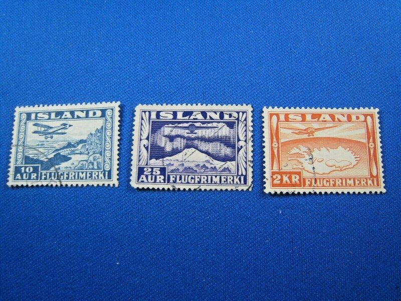 ICELAND  1934  -  SCOTT # C15, C17, C20  -  USED                    (Hi4)