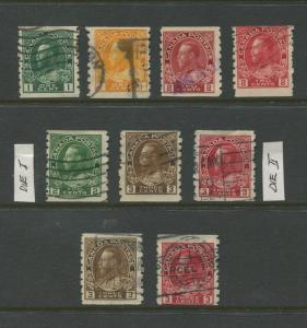 STAMP STATION PERTH: Canada  #125-130  Used  1912-24  9 Single Stamps