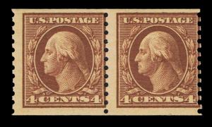 GENUINE SCOTT #457 MINT OG NH COIL PAIR 1915 ROTARY PRESS PERF-10 SCV $140 #3463