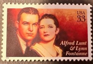 US# 3287 Alfred Lunt & Lynn Fontanne 33c 1999 Mint NH