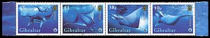 Gibraltar 1037, MNH, World Wildlife Fund (WWF), Giant Devil Ray strip of 4