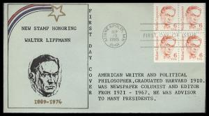#1849 Walter Lippmann Coin 4 FDC
