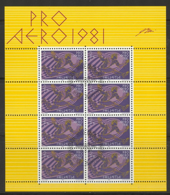 Switzerland, 1983 Pro Aero, Miniature Sheet of 8 with FDC,  superb