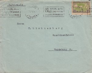 Estonia 1923 Cover Tallinn to Germany Franked Sc 36 15m Viking ship 