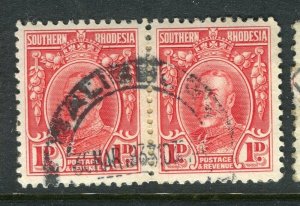 RHODESIA; 1930s early GV issue fine used 1d. pair