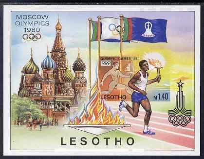 Lesotho 1980 Moscow Olympic Games imperf proof of m/sheet...