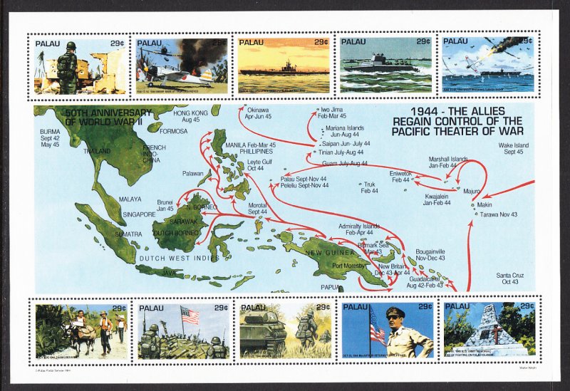 Palau 325 Annivesary WWII Sheet MNH VF