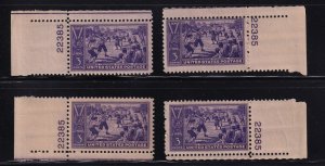 1939 Baseball Centennial Sc 855 MNH matched set 22388 plate numbers CV $12