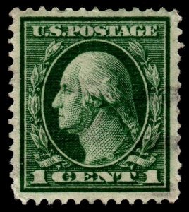 U.S. Scott #405: 1912 1¢ George Washington, Used, VF+, very light cancel