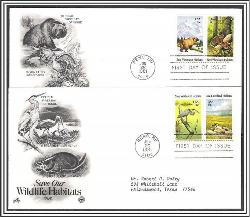 US #1924a Wildlife Habitats FDC