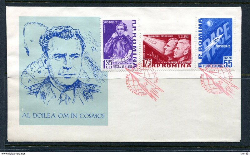 Romania 1961 FDC Cover Mi 1994-6 Complete set Space 12756 