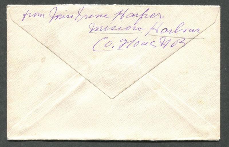 NEW BRUNSWICK SPLIT RING TOWN CANCEL COVER MISCOU HARBOUR  