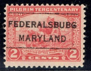 1920 2c PILGRIM w/precancel ERROR f/FEDERALSBURG MD (549-L-4TS) FEDERALSBUBG!