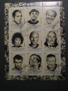 ​CONGO STAMP-2001-CELEBRITIES FAMOUS MOVIES STARS CTO FULL SHEET-VERY FINE