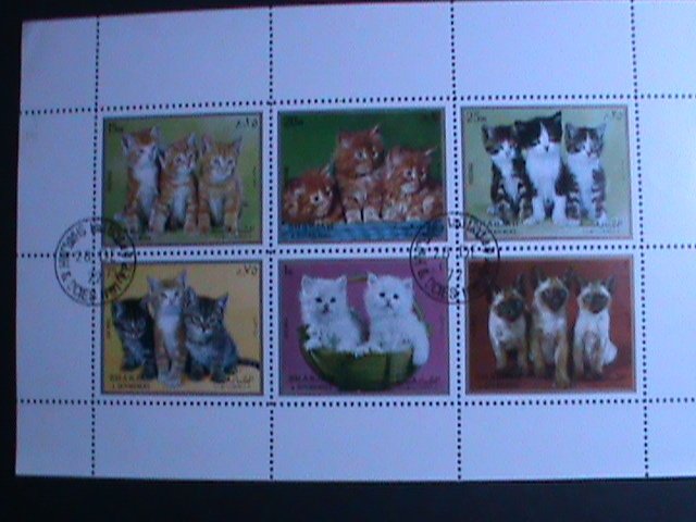 ​SHARJAH-1972-WORLD FAMOUS LOVELY CATS CTO FANCY CANCEL SHEET-VERY FINE