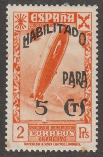 Spain, stamp, EDIFIL#39,  mint, hinged, Zeppelin, 2, PTS,