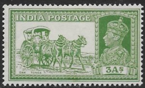 India 156  1937  3 As  fvf mint  -- hinged