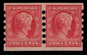 MOMEN: US STAMPS #368 2mm PAIR MAILOMETER TYPE I MINT OG NH LOT #85827**