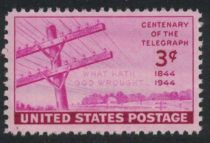 Scott 924- Centenary of the Telegraph- MNH 3c 1944- unused mint stamp