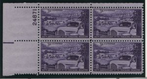 US, 1025, MNH, PLATE BLOCK, 1953, TRUCKING INDUSTRY