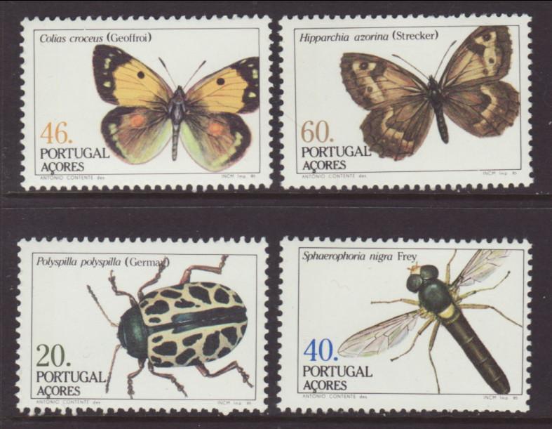 Azores 345-348 Insects MNH VF