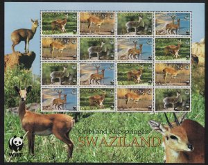 Swaziland WWF Klipspringer and Oribi Sheetlet of 4 sets 2001 MNH SC#698-701