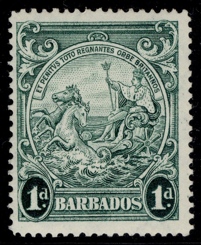 BARBADOS GVI SG249b, 1d blue-green, LH MINT. PERF 13½ X 13