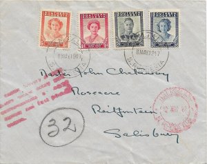 Umtali to Salisbury, Southern Rhodesia 1917 w/Red Salisbury unlisted cds (48850)