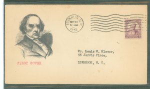 US 725 1932 3c Daniel Webster, birth Sesquicentennial (single) on an addressed first day cover with a Franklin, NH cancel & an u