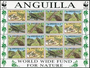Anguilla 968a-968d sheet, MNH. Michel 988-991. WWF-1997. Iguana.