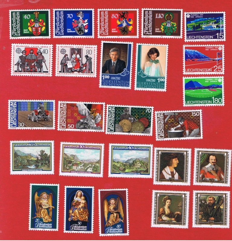 Liechtenstein #729-753  MNH OG  1982  Commemoratives complete   Free S/H