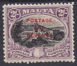 MALTA 1928 POSTAGE AND REVENUE OVERPRINTED 2/-