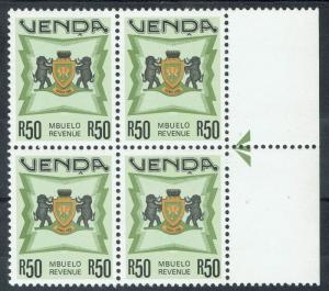 VENDA C1988 ARMS REVENUE R50 MNH ** BLOCK