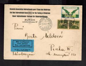 1931 Zurich Switzerland to Prague Czechoslovakia Airmail Cover # C14 Commercial