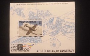 O) 2000 MONTSERRAT,  BATTLE OF BRITAIN, PLANE IN AIR, THE STAMP SHOW, MNH