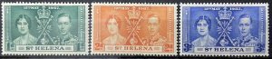 St. Helena SC#115-117 Coronation of King George VI (1937) MH