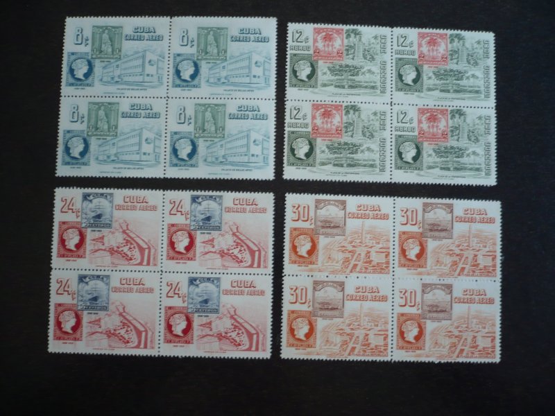 Stamps - Cuba - Scott#C110-C113 - Mint Hinged Set of 4 Stamps in Blocks