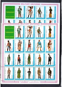 AJMAN 1972 MILITARY UNIFORMS 2 SHEETS OF 19 STAMPS PERF. & IMPERF. MNH