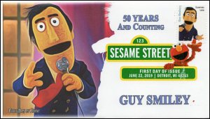 19-162, 2019, Sesame Street, Digital Color Postmark, FDC, Guy Smiley, 50 Years