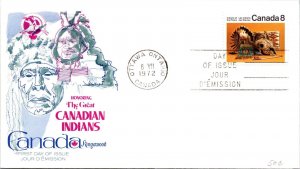 Canada 1972 FDC - The Great Canadian Indians  - Ottawa, Ont - J8845