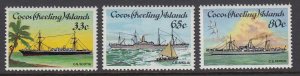 Cocos Islands 129-31 Cable Ships mnh
