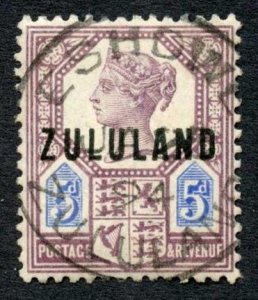 Zululand SG7 overprint on 5d Cat 130 pounds 