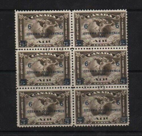 Canada #C4 VF Used CDS Block Of Six