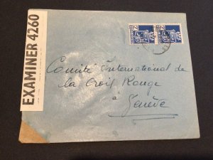 Algeria 1943 to Geneva stamps postal cover Ref 63196  